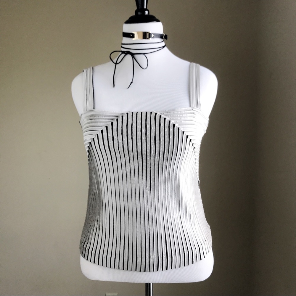 Sigrid Olson Silver Embroidered Tank Top
